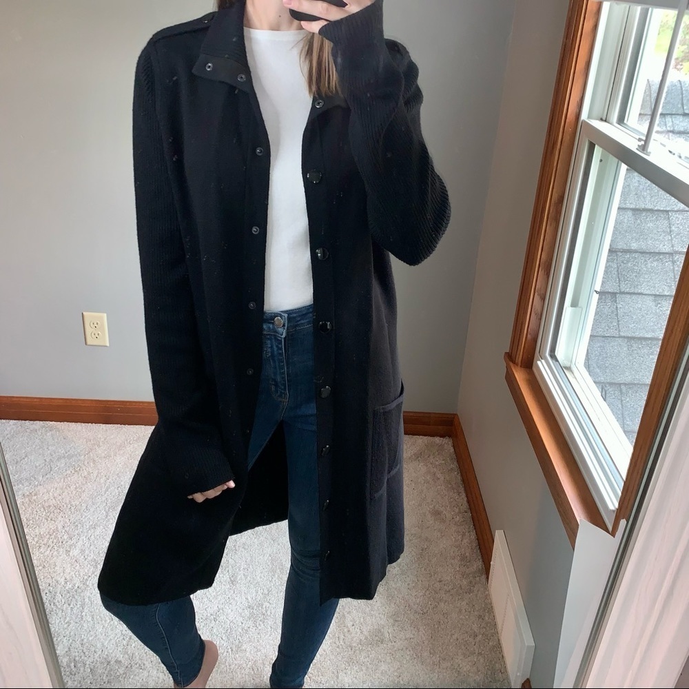 WORTH New York Heavyweight Wool Trench Cardigan Sweater